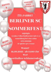 Sommerfest zum 75. Jubiläum der Berliner SC am 16.9.2023